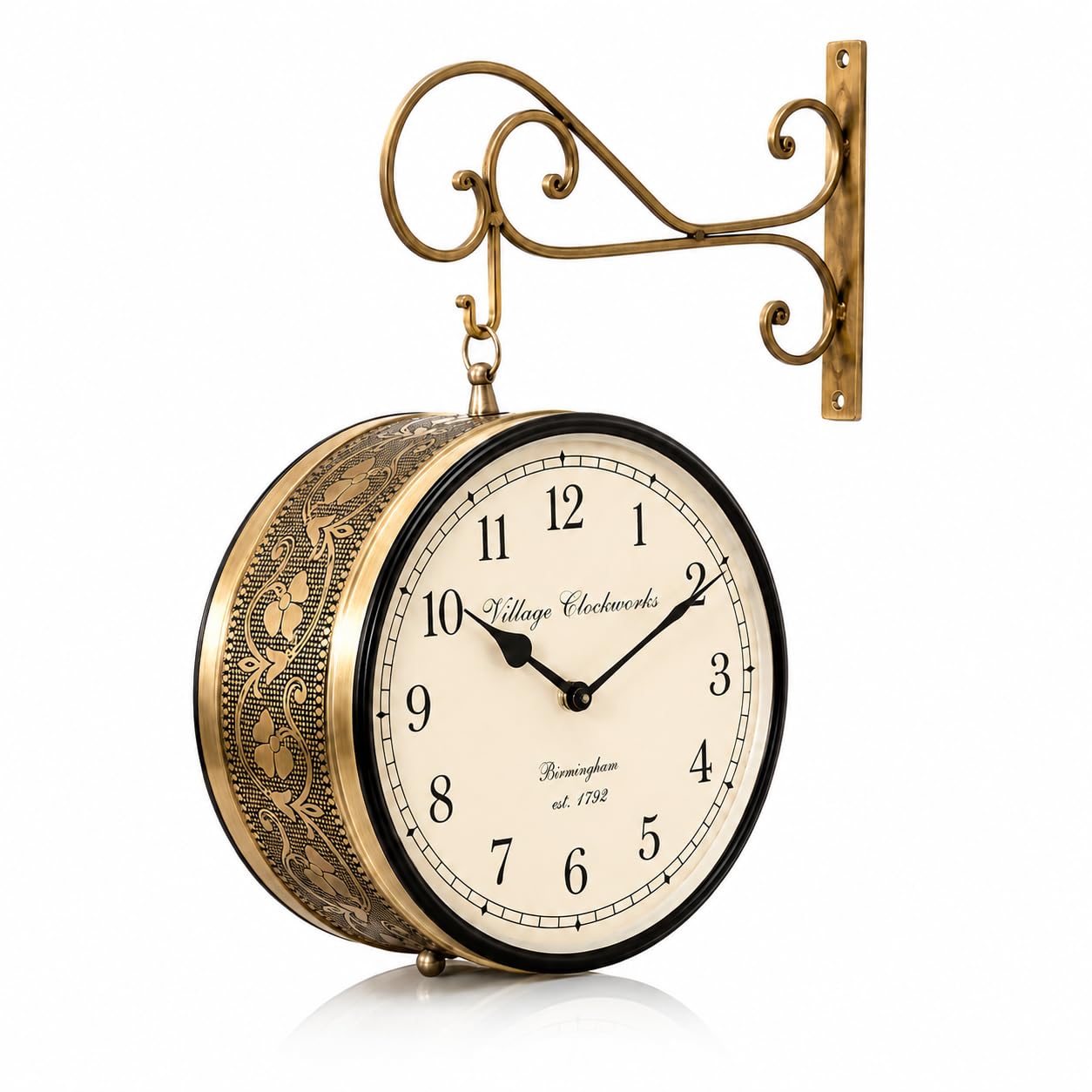 Kamdhenu art and craft Railway Clock Station Clock Vintage Clock (8 Br) - Analog, Metal, 20 Cm, Gold-image-28