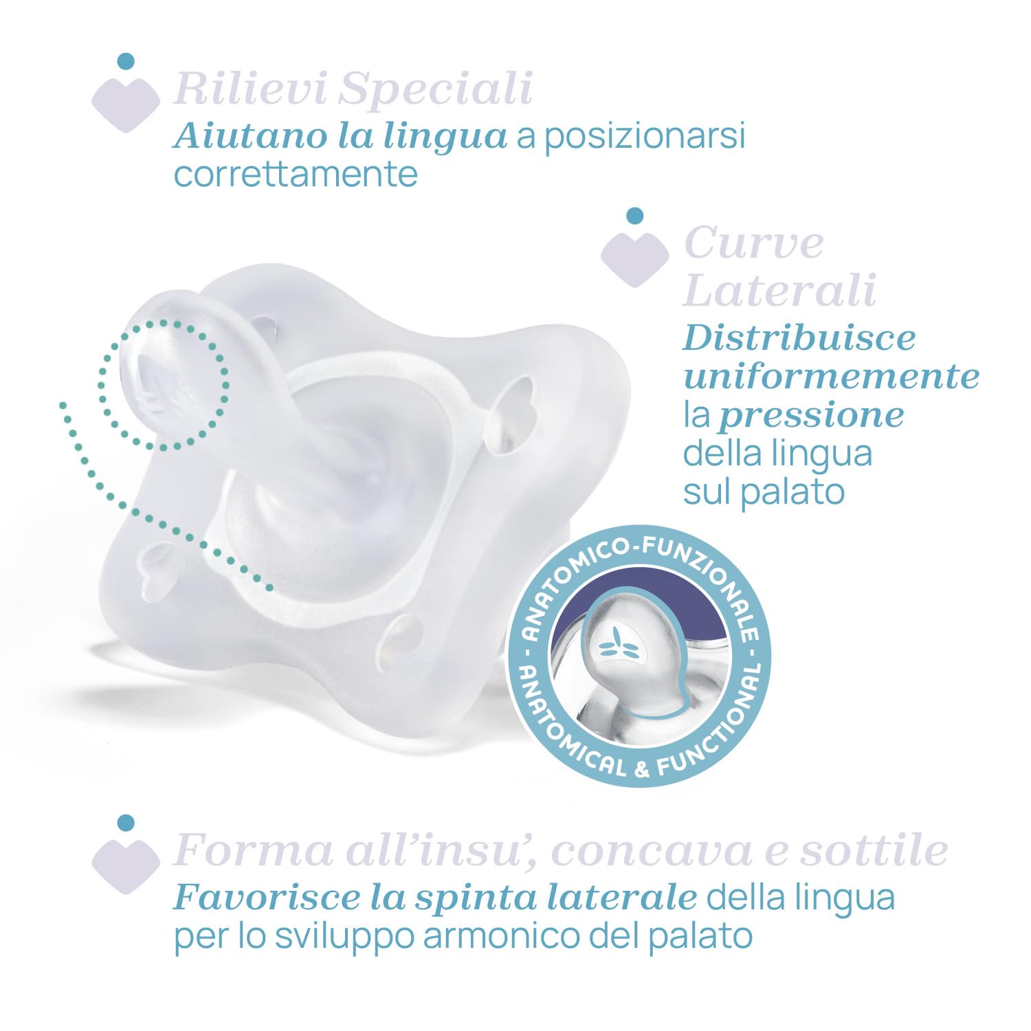 Chicco PhysioForma Succhietto Air Blu Lumi, Ciuccio 16-36 Mesi, Si Illumina al Buio, Tettarella in Silicone, Anatomico e Funzionale, Supporta la Respirazione Fisiologica, Blu, 2 Pezzi