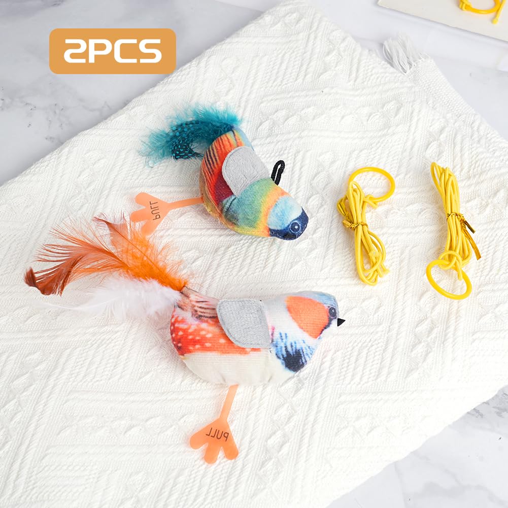 AYESY Chirping Bird Interactive Cat Toys,2 Pack Catnip Hanging Cat Toys with 90cm Elastic Lanyard Indoor Pet Toys for Play Exercise Hunting Relieve Boredom - Image 4