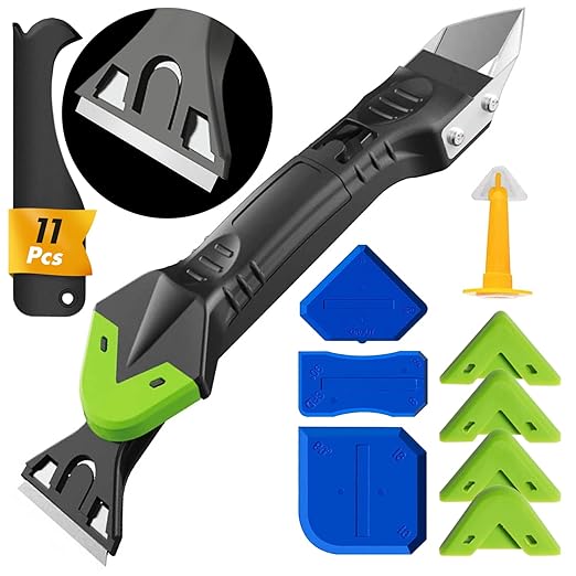 Silicone Sealant Tool Finishing, Caulking Tool Kit 5 in 1, FOLAI