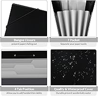 Vista 5 de SKYDUE Accordion File Organizer, 5 Pocket Expanding File Folders with Pockets, Document Organizer, Portable Paper Organizer，School Office Supplies