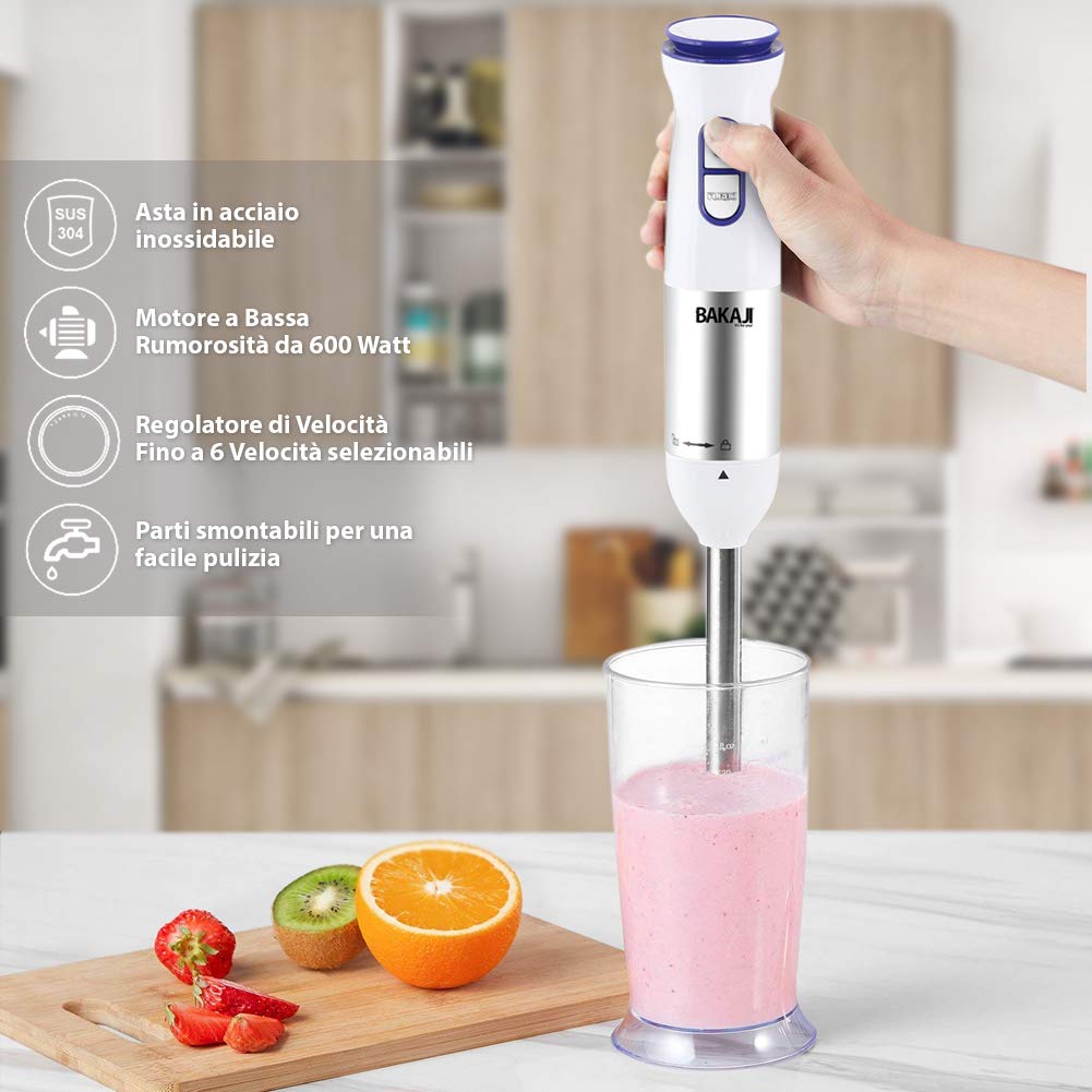 Frullatore Ad Immersione 3in1 600W | Con Bicchiere 500ml, Frusta E Tritatutto | Lama Acciaio Inox | Per Frullati, Salse E Creme - Foto 8