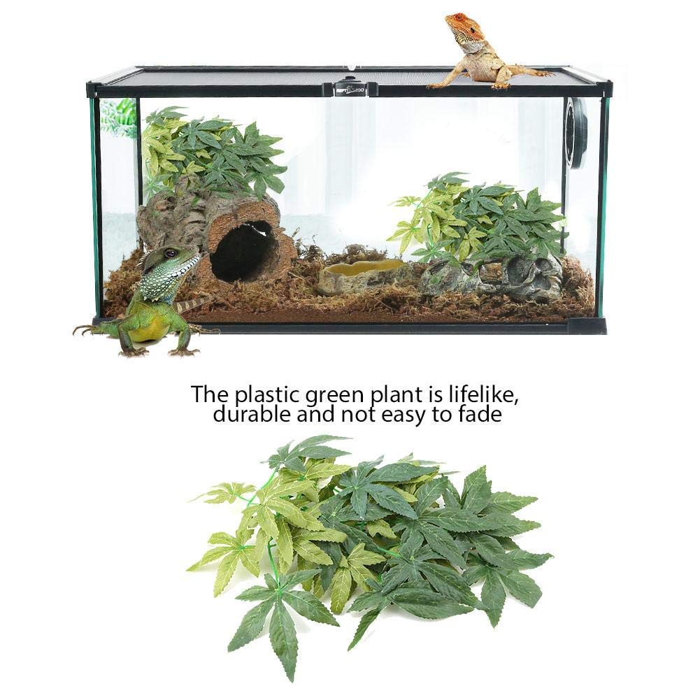 Plantes artificielles Herbe verte en plastique avec ventouse pour aquarium Reptile Terrarium Habitat boîte Ornements Extérieur De La Maison Jardin Décor (50cm)