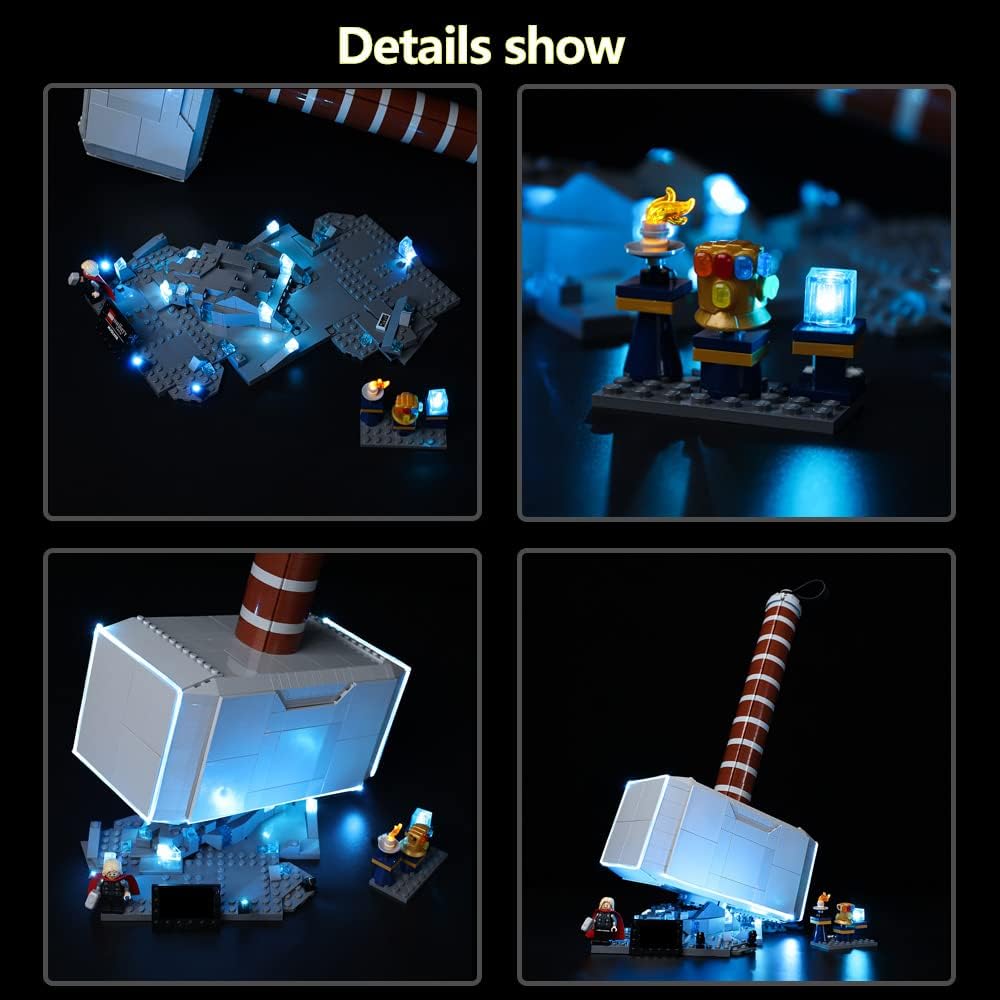 Kyglaring LED Lighting Kit (No Model) Designed for Lego Thor's Hammer Mjolnir 76209 Deluxe Model Building Set - Without Model Set (Classic Version)
