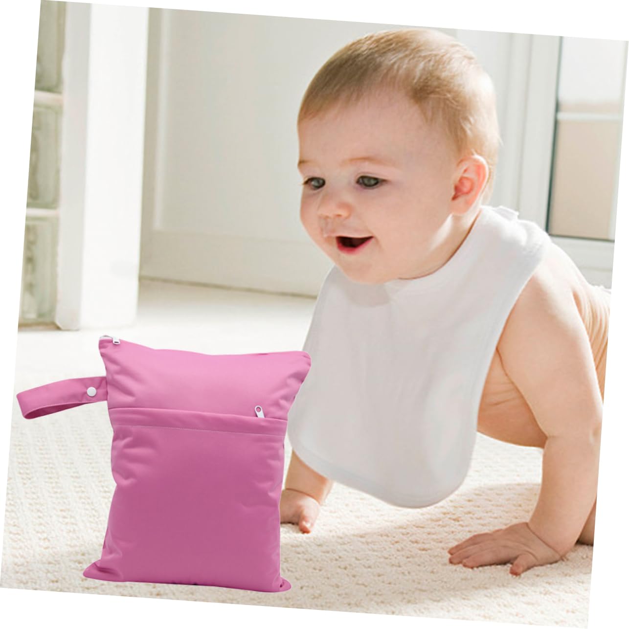 KOMBIUDA Double Zipper Diaper Bag Waterproof Compact and Stylish for Baby's Needs