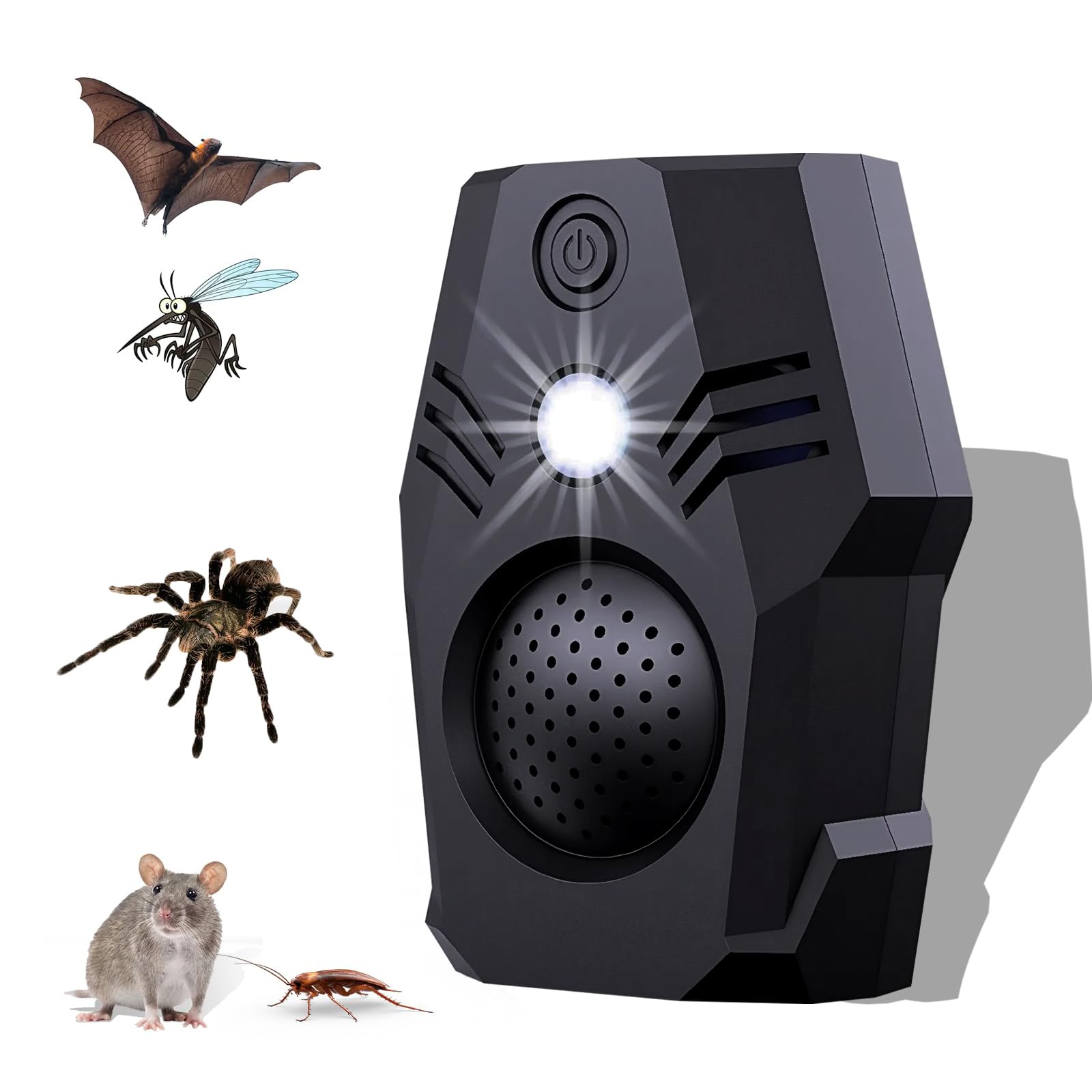 Répulsif à ultrasons contre les nuisibles, Répulsif à ultrasons anti-souris, Repousse les souris, Répulsif anti-araignées, Répulsif anti-chauve-souris, 4 modes pour la maison, l'appartement, le