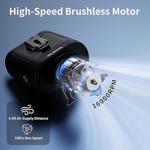 Miniatura 2 de Socool Ventilador de cintura portátil de 10000 mAh con clip en ventiladores personales recargables, ventilador de camisa de cinturón portátil de