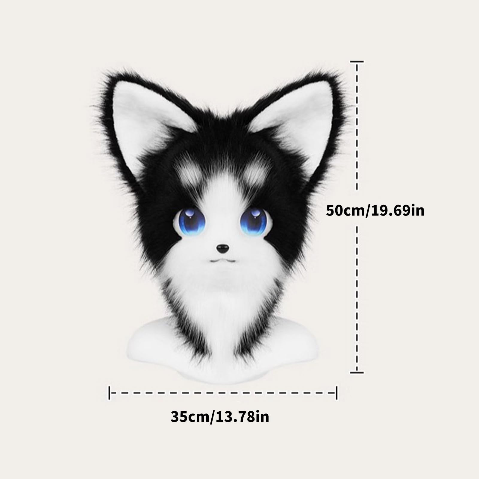 [Qsvbeeqj] Kigurumi peludo con cabeza de animal de piel sintética sombrero de zorro de gato de peluche para fiesta de Halloween accesorios de disfraz de disfraces de disfraces de Halloween