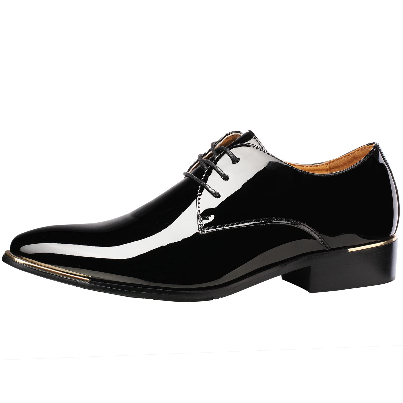 Derby Cuir Vernis Chaussure de Ville à Lacets Homme Bout Pointu Chaussure Affaire Bureau Costume Mariage Grande Taille 45 46 47 48
