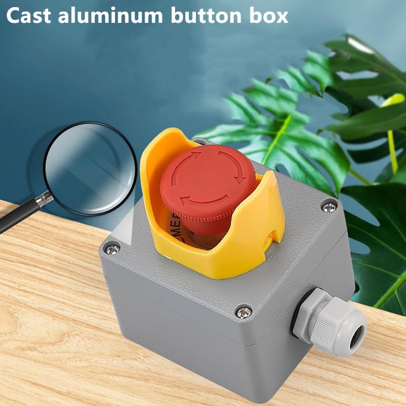 Emergency Stop Push Button Switch Control Box Elevator with Protection Cover Waterproof Enclosure 22mm Mounted(19)