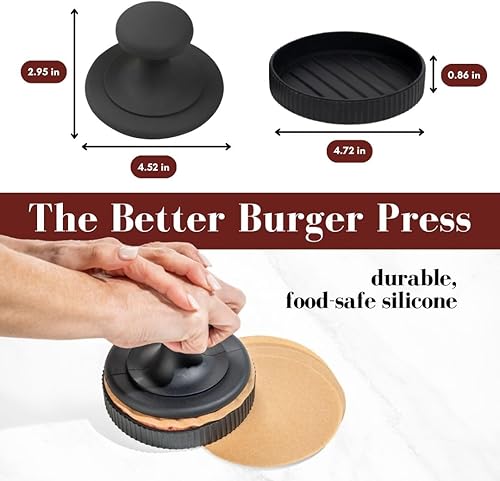 Miniatura 4 de BRAVADIN - Máquina para hacer hamburguesas de 13 libra con 100 papeles para hamburguesas de 4.5 a 6 pulgadas, molde de silicona antiadherente para