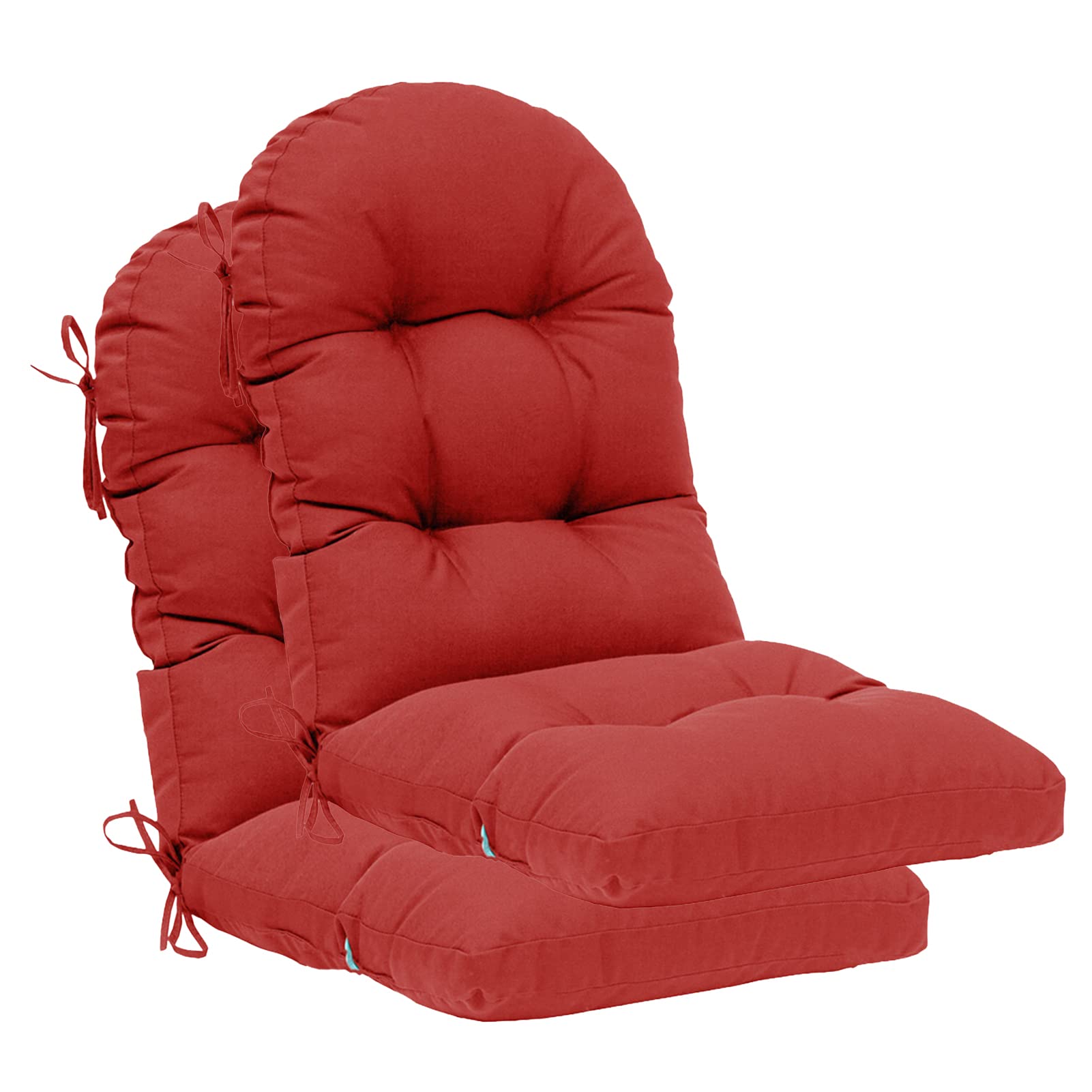 QILLOWAY Indoor/Outdoor High Back Chair Cushion for Adirondack,Spring/Summer Seasonal All Weather Replacement Rocking Chair Cushions. (Set of 2, RED)