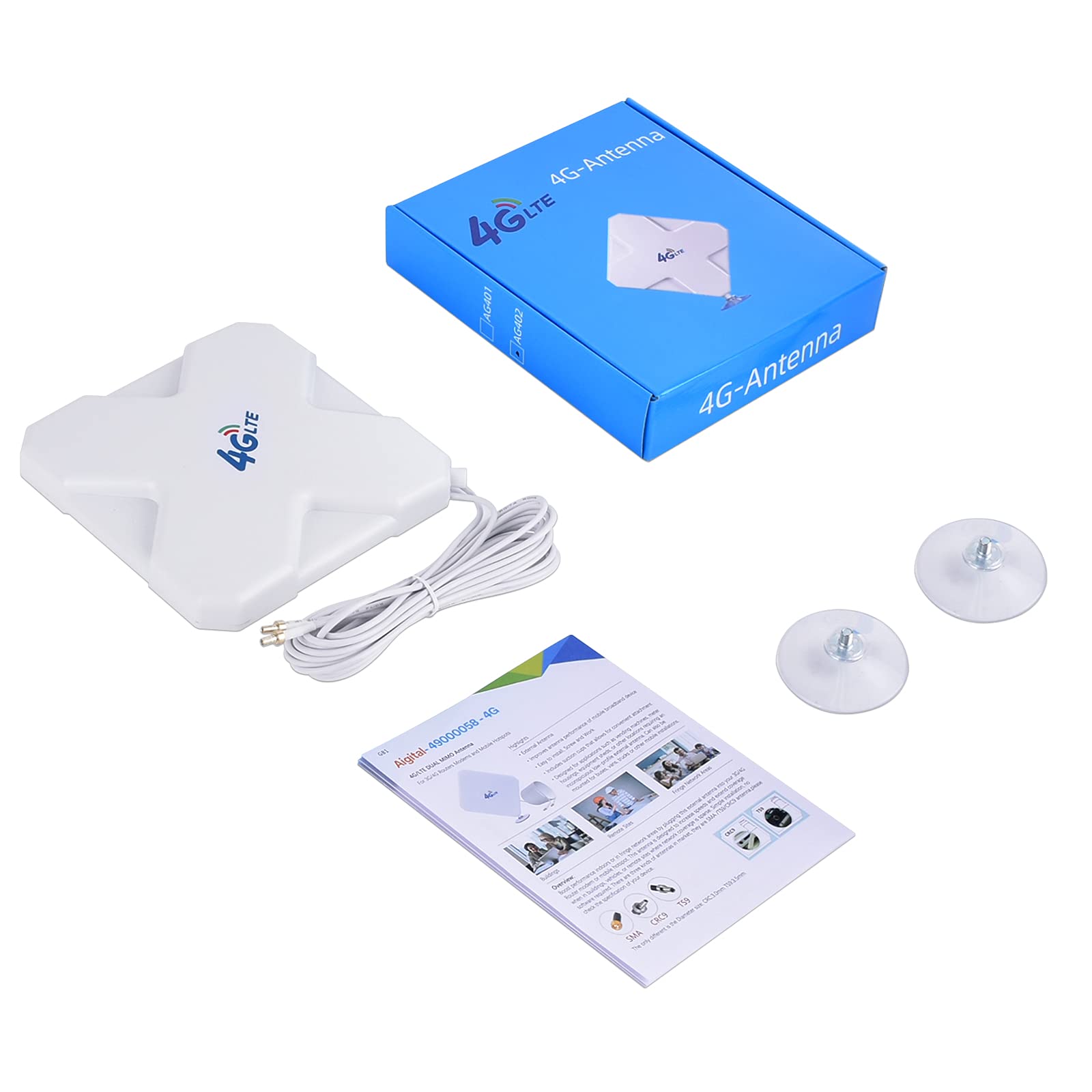CRC9 4G Hochleistungs LTE Antenne 35dBi Dual Mimo Netzwerk Ethernet Verstärker-Antenne Signalverstärker für Huawei EC3372 E5377 E160 E160E E173 E1820 E367 E3131, WiFi Router Mobiles Breitband (CRC9)