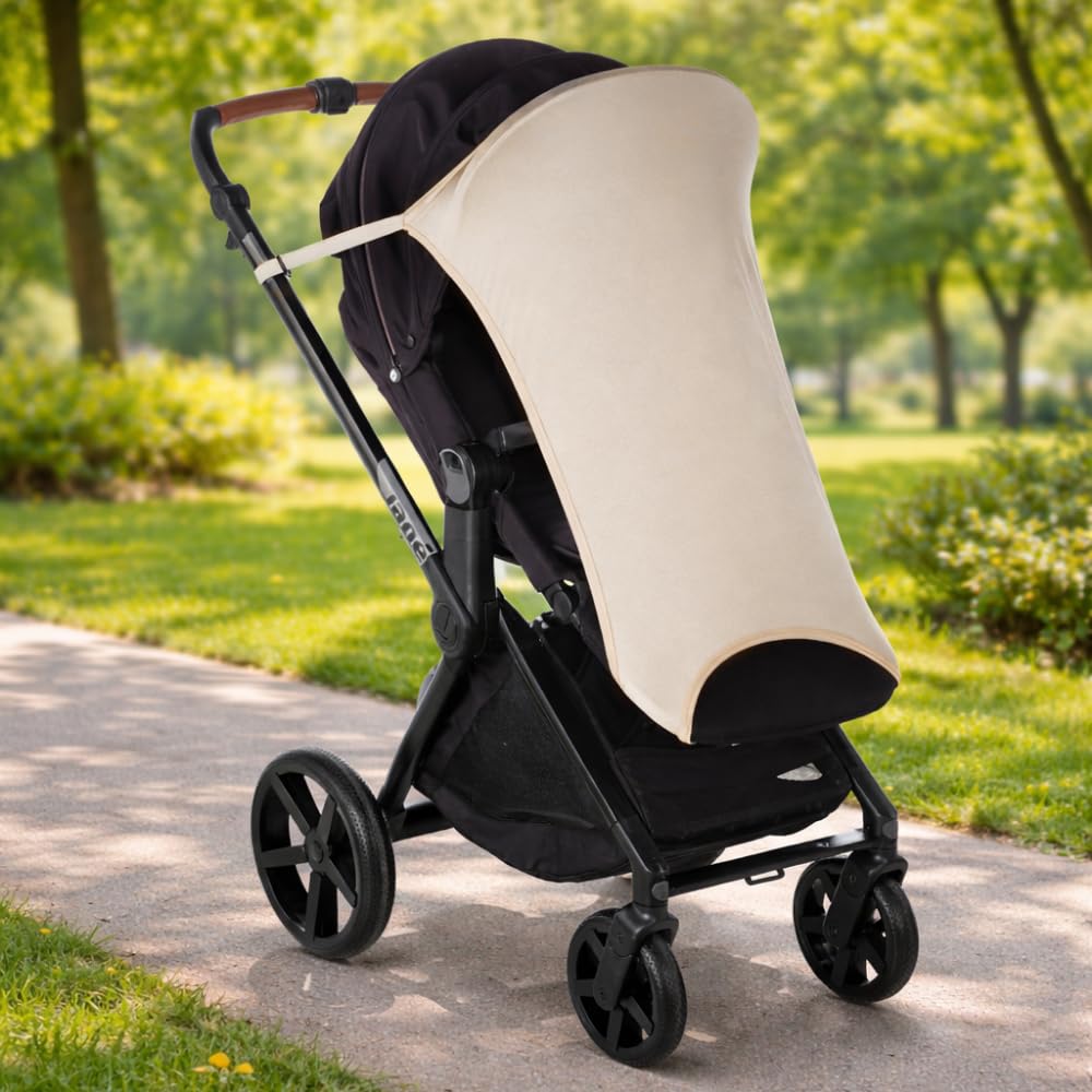 Jané Toldo Solar Carrito Bebé UPF 50+, Universal y Elástico, Parasol Transpirable, Protección UV para Cochecito y Capazo, Beige