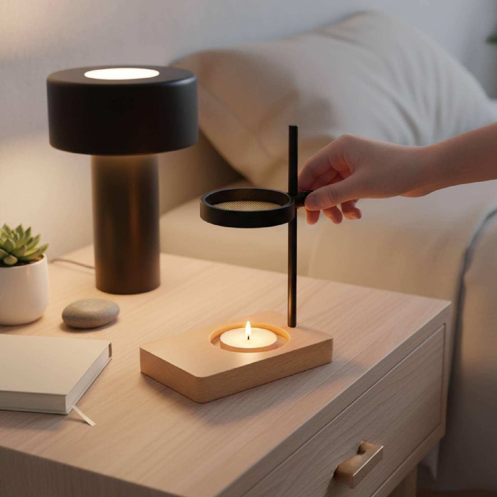 Premium-Räuchergefäß für Zuhause, Wohnzimmer, höhenverstellbarer Diffusor für ätherische Öle, Buchenholz Schwarz