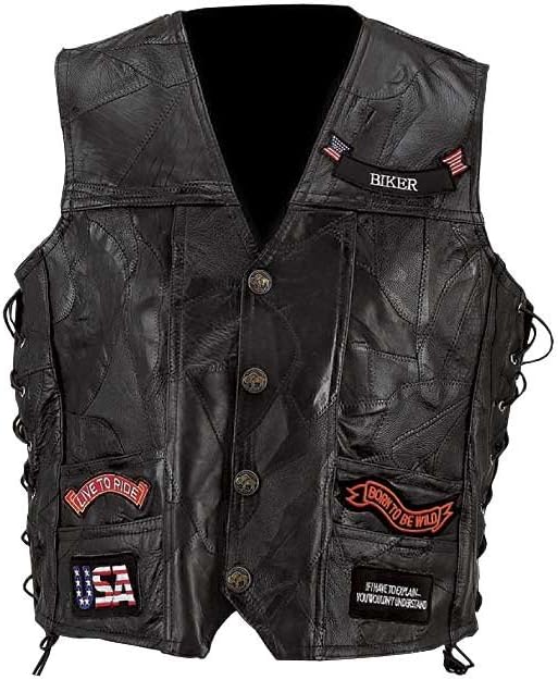 Diamond Plate™ Rock Design Genuine Buffalo Leather Vest (Large)