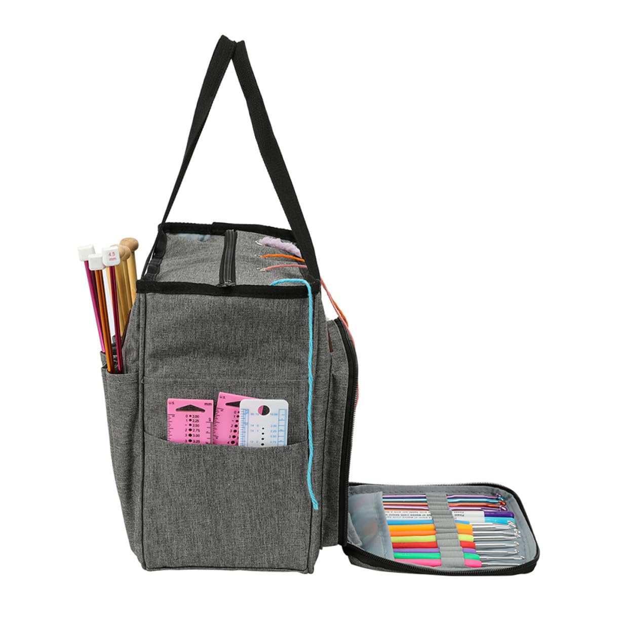 Wollgarn Aufbewahrungstasche Großes Fassungsvermögen Mehrteilige Strick Häkeltasche Praktischer Organizer für Strickzeug und Handarbeitszubehör für Zuhause und Unterwegs