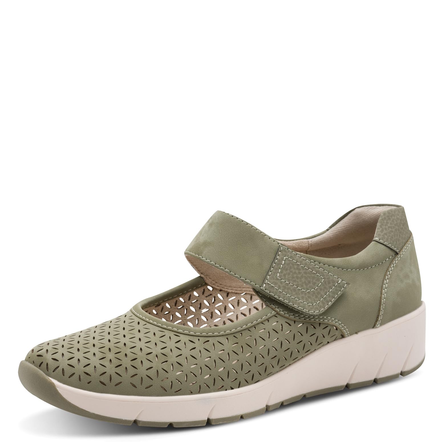 Jana Women's Ballerina Strap Vegan 8-24664-42 Ballet Flats, Olive, 37 EU