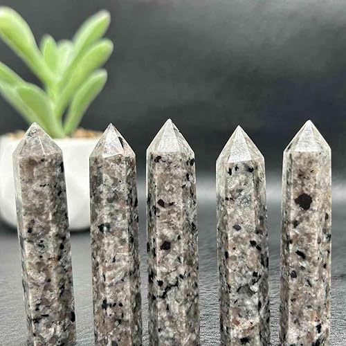 Miniatura 6 de 5 varitas de cristal curativo de cuarzo natural Yooperlita, 6 piedras facetadas de chakra de Reiki, varita de prisma facetada de un solo punto de