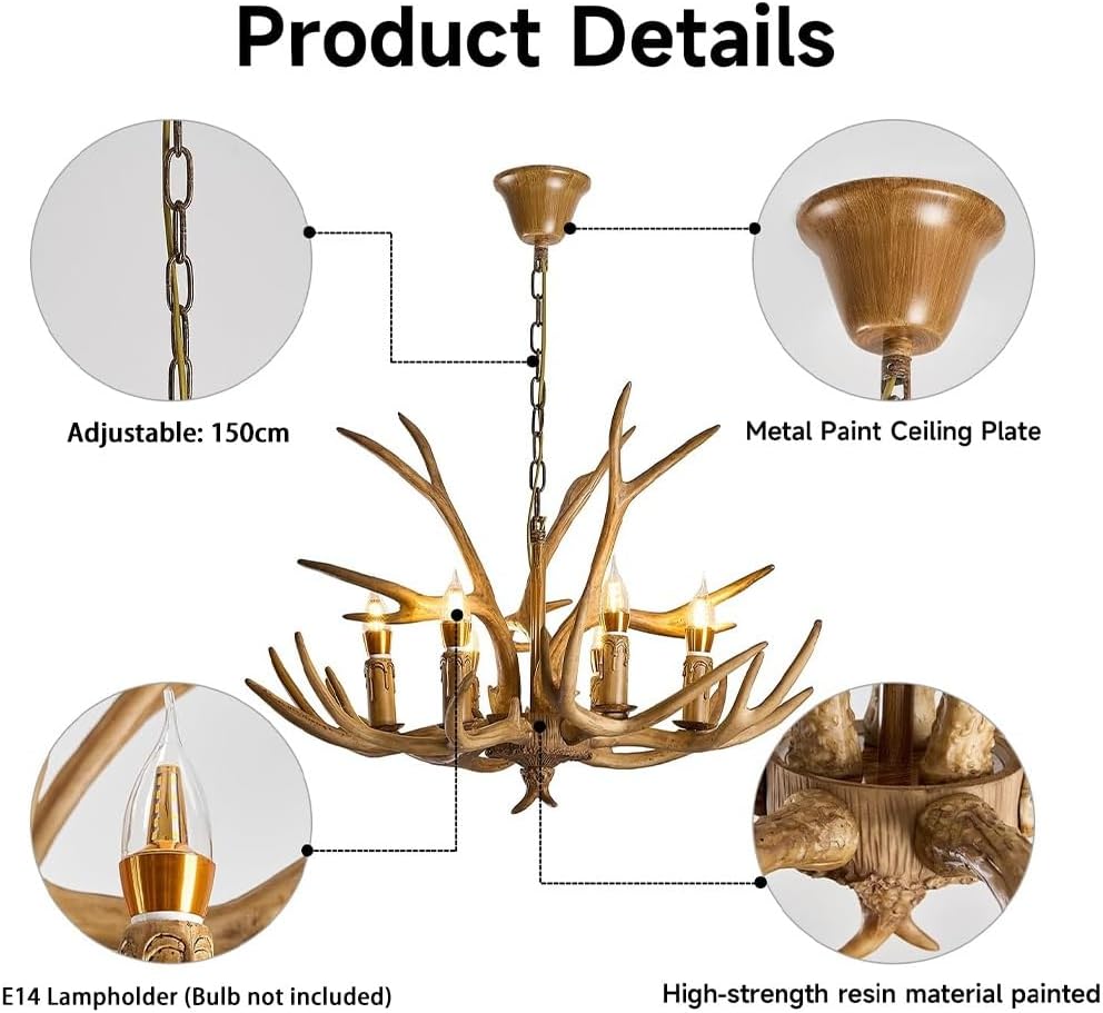 Kitchen Island Pendant Lights Farmhouse Chandelier Rustic Resin Deer Antler Light Nordic Style Restaurant Pendant Light Modern Lighting Fixtures Kitchen Island Lights for