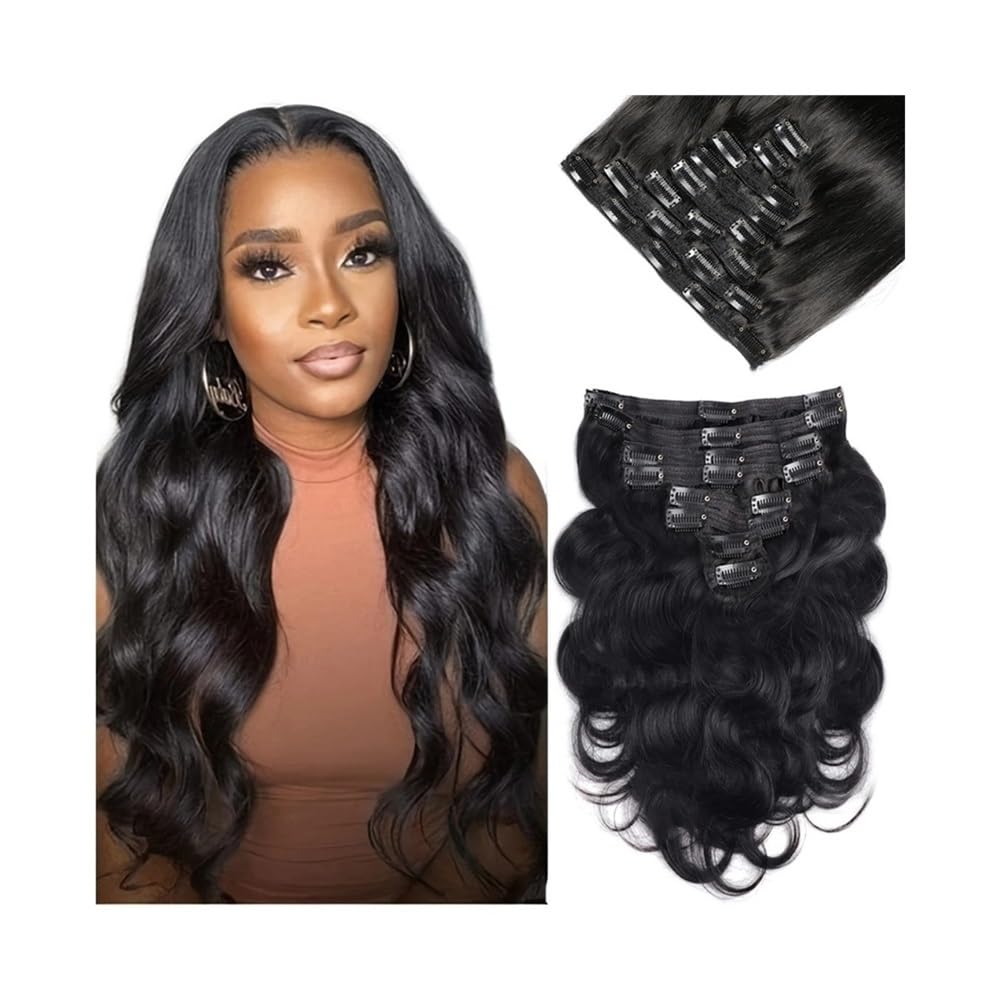 Przedłużanie włosów Body Wave Clip-in Hair Extensions prawdziwe włosy 120g/zestaw brazylijski Remy Virgin 100% #1B Invisible (8 cali)
