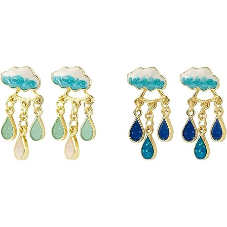 Raindrop & Rainy Cloud Stud Earrings