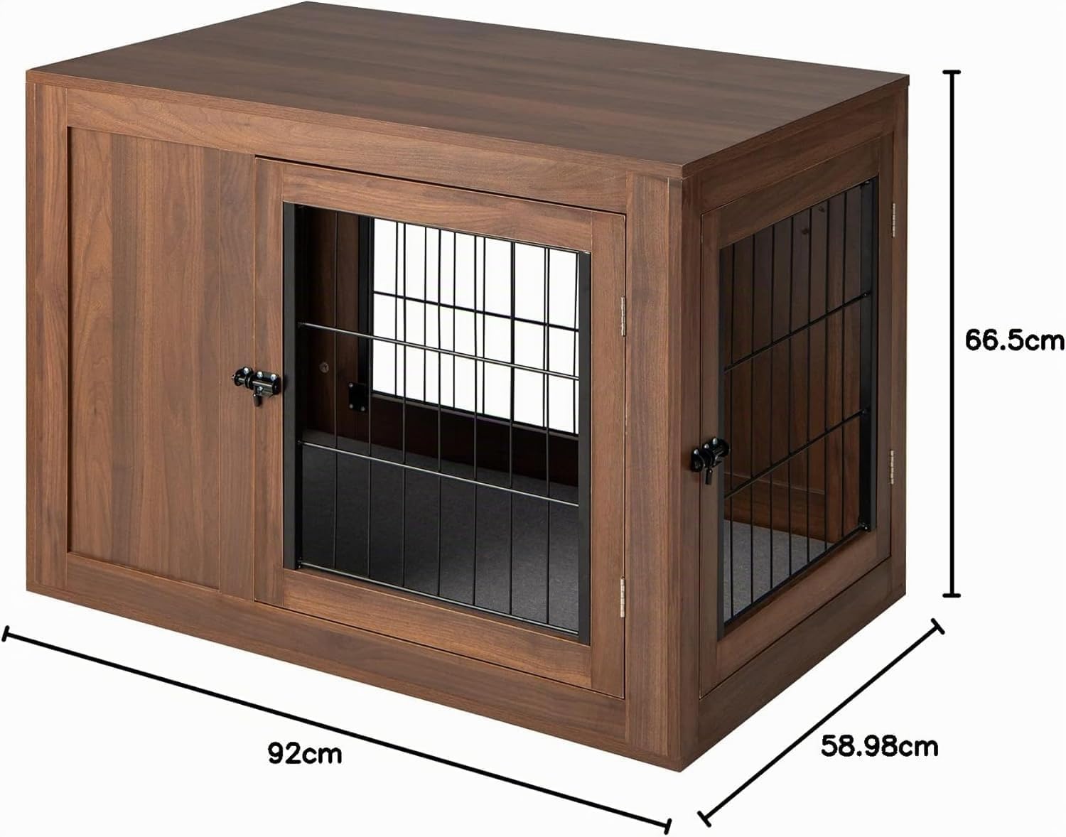 GOPLUS Jaula para Perro 2 en 1 con Cojín Cómodo y Doble Puerta, Casa de Jaula para Perros, Nicho Decorativo de Malla para Perros Pequeños y Medianos 92 x 59 x 66,5 cm, Marrón