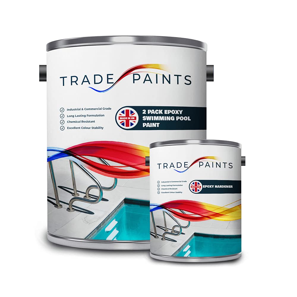 2 Pack Epoxy Swimming Pool Paint - Ideal for Concrete, Stone, Brick - 5 litres (Maritime Blue BS20D45)