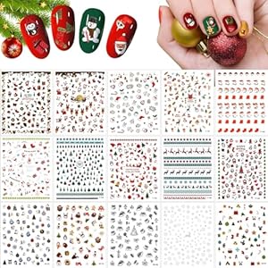 Kalolary 15 Blatt Weihnachten Nagelsticker Abziehbilder