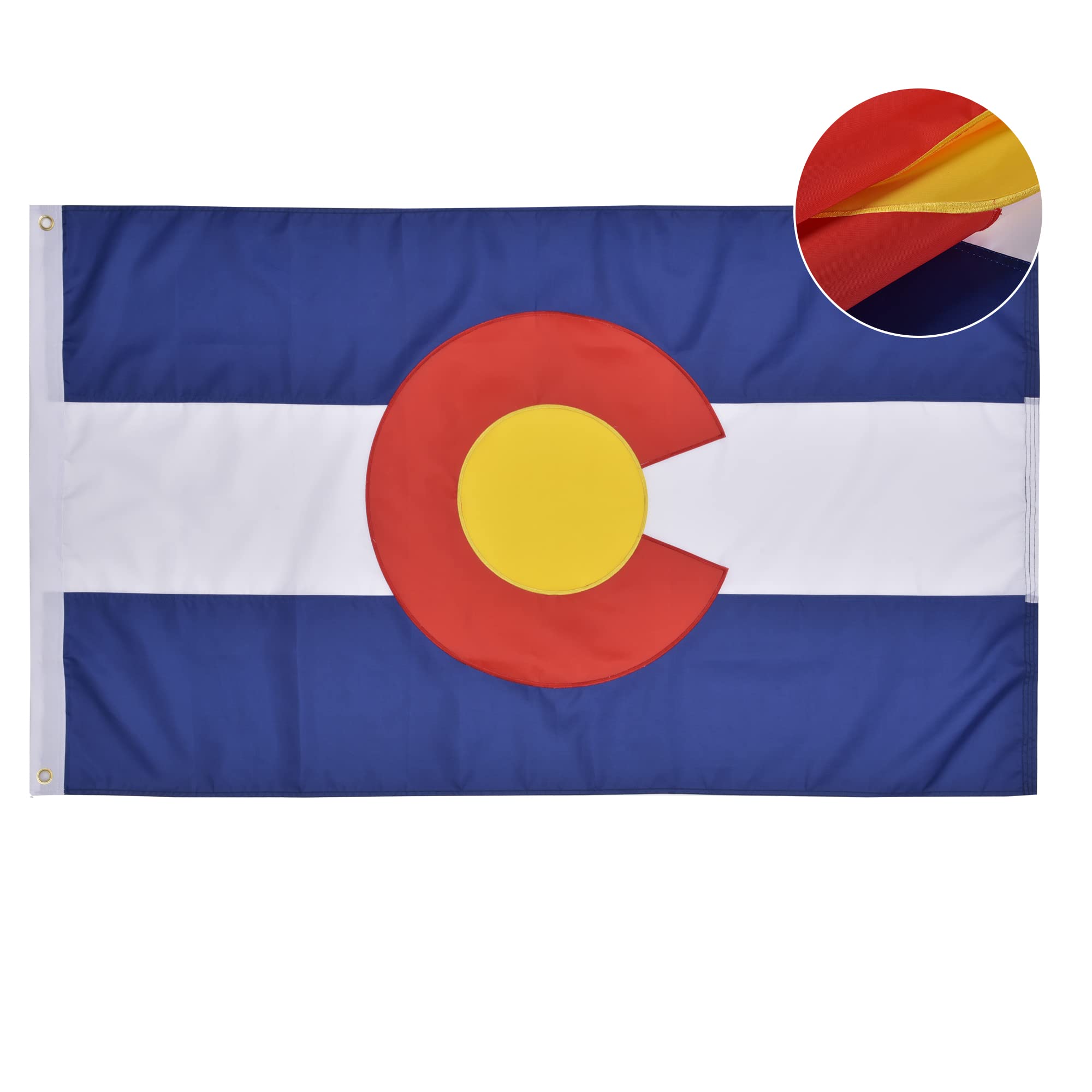 Colorado State Flag 4x6 Ft, Deluxe Full Embroidered Heavy Duty Nylon Durable CO Outside Flags, Indoor/Outdoor, Sewn Stripes and Brass Grommets
