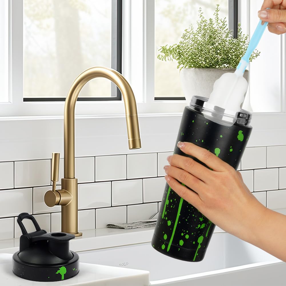 AOOWU Coctelera de Proteína de Acero Inoxidable, 750ml Botella Batidora de Proteínas con Bola Mezcladora, Protein Shaker con Cepillo limpieza, BPA Libre, Coctelera de Proteína Sport Fitness