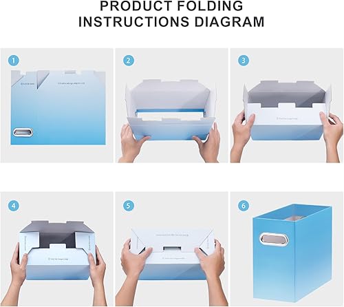Vista 58 de Oterri - Organizador de archivos, caja de almacenamiento pequeña, organizador de cartón, caja plegable para colgar carpetas, tamaño carta