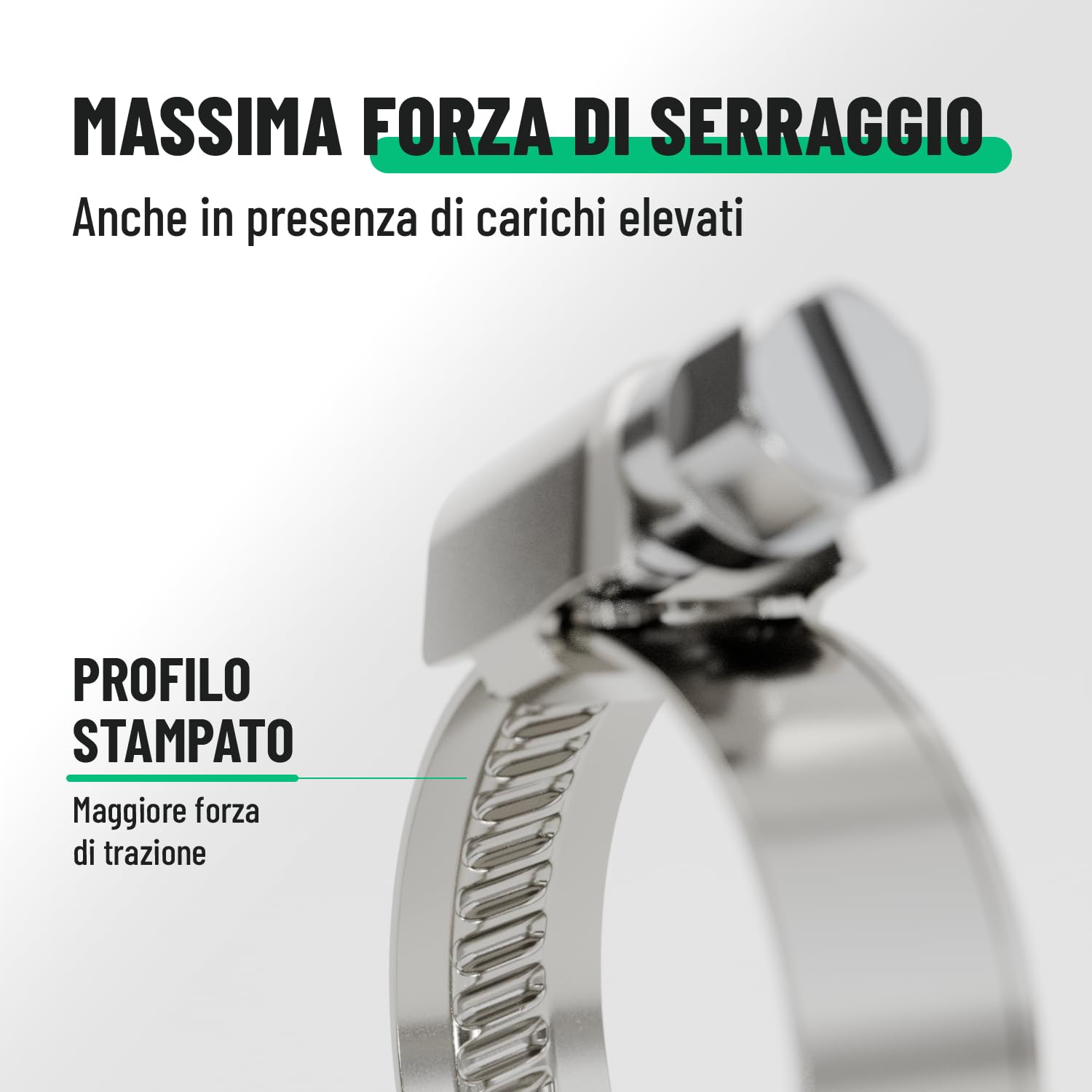 greate 10x fascette stringitubo acciaio inox 16-25 mm - fascette a vite regolabile con larghezza banda 9 mm - lavatrice e altro