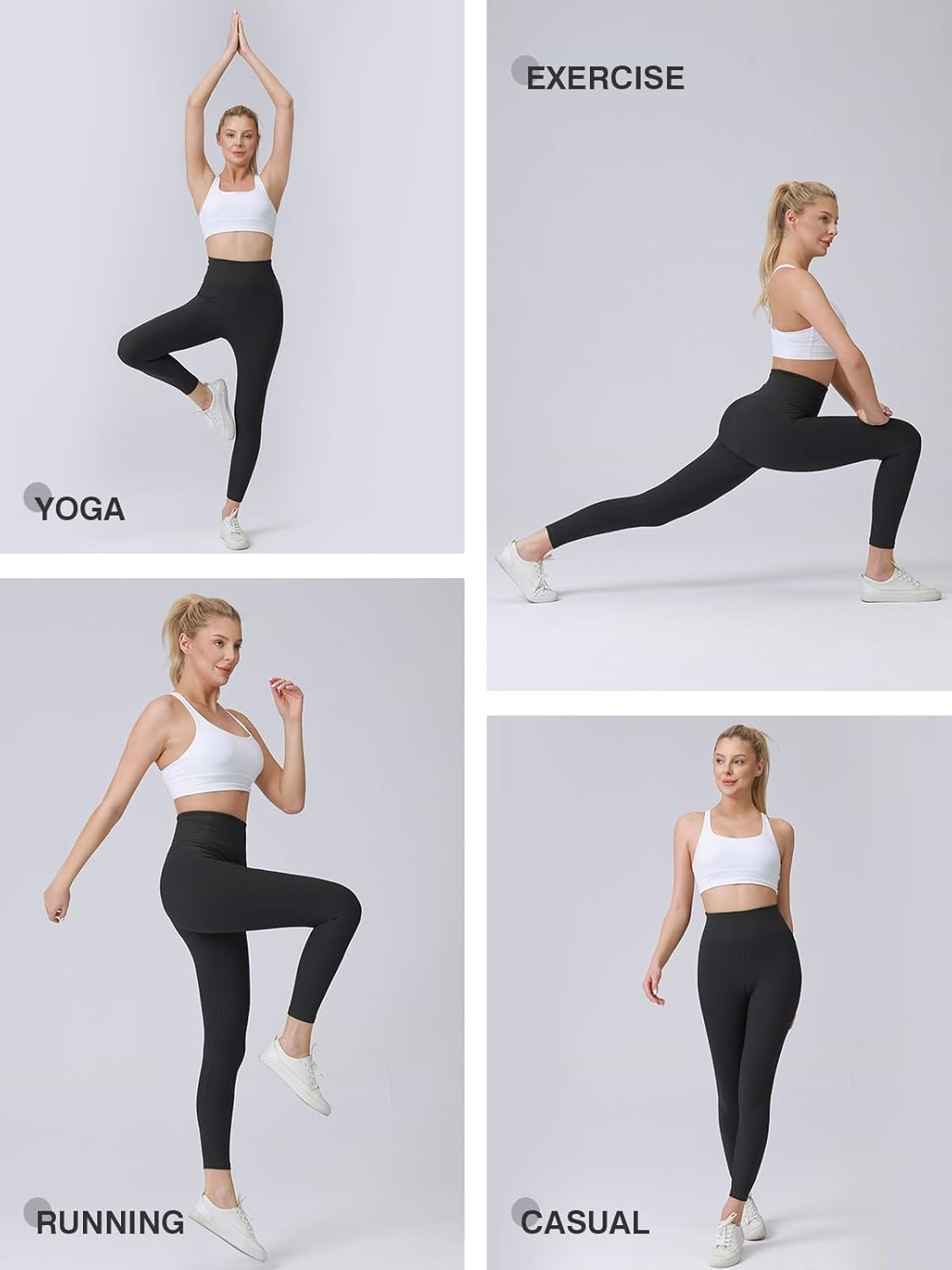 AARYA Women Capri Leggings Ribbed Workout Gym Running Yoga Pants High Waisted 21" Inseam - Image 3