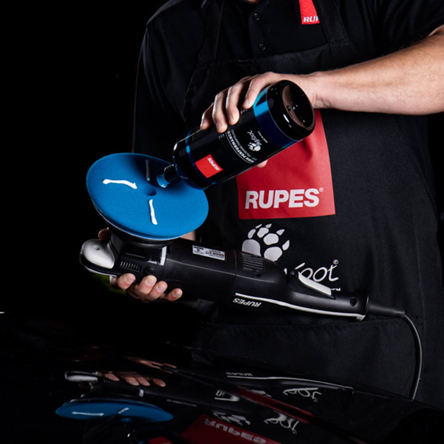 Polierpad Set: Rupes Bigfoot Polierschwamm für 125mm Stützteller - D-A Coarse + Fine + Ultrafine Ø130-150mm blau/gelb/weiß (6 STK.) + ChemicalWorkz Premium Poliertuch 500GSM | 9-teilig