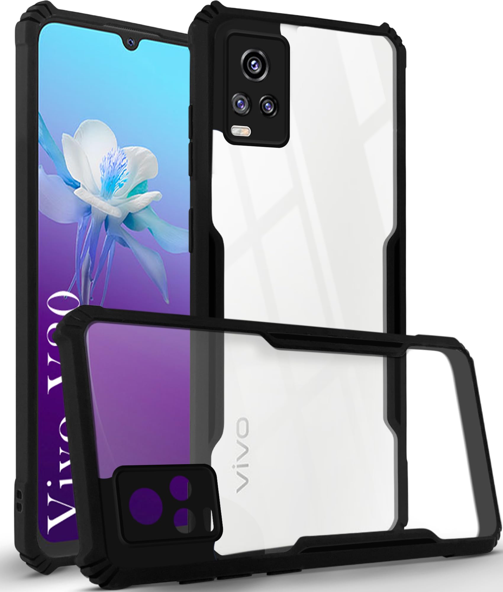 Jkobi Back Cover Case for Vivo V20 (Shockproof with Polycarbonate Clear Panel | Professional Black) (B0D5V9L2MT) Amazon Price History, Amazon Price Tracker
