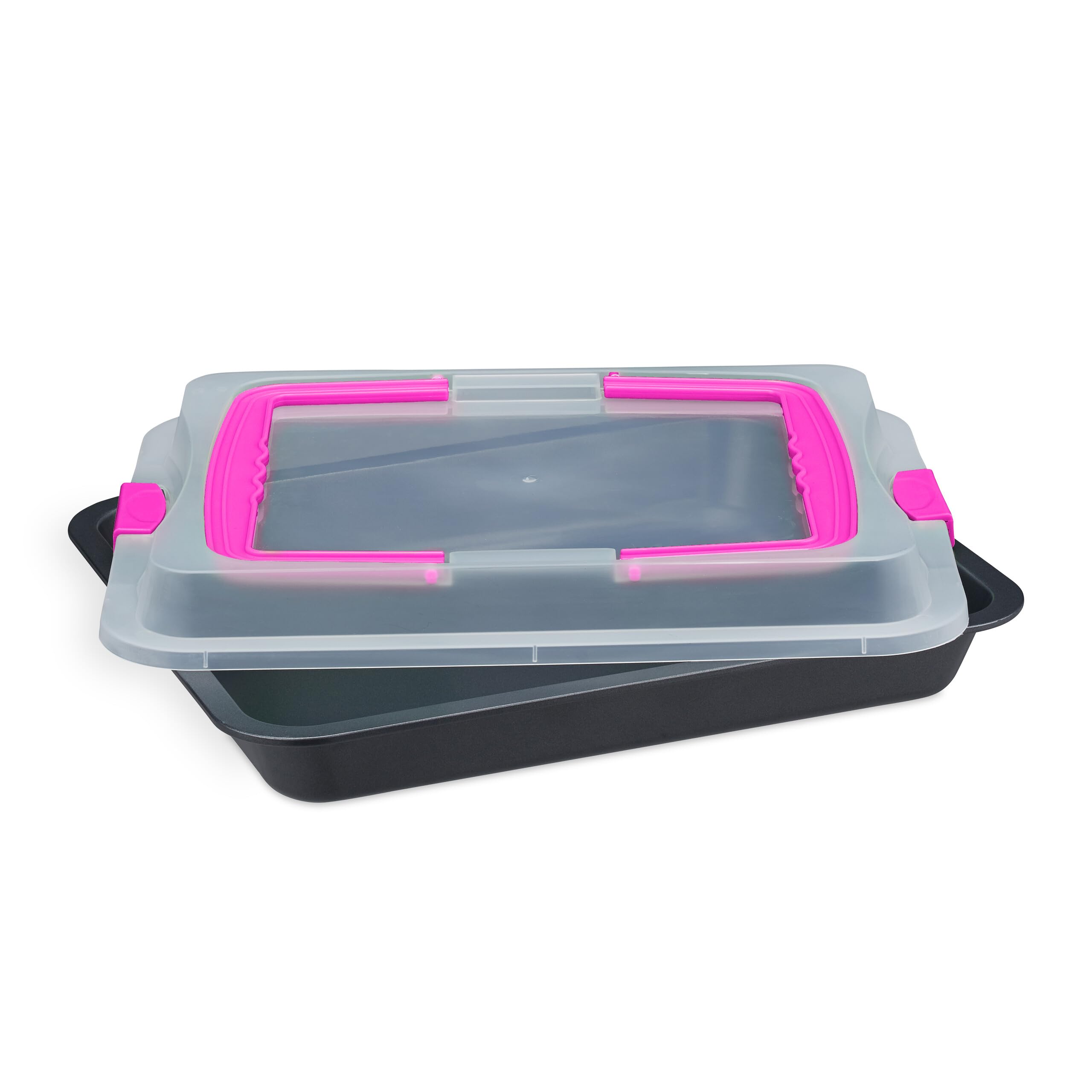 Relaxdays Teglia con Coperchio, Pirofila Rettangolare, Casseruola Portatorte con Manici, 3in1, LxP 40,5 x 32,5 cm, Rosa