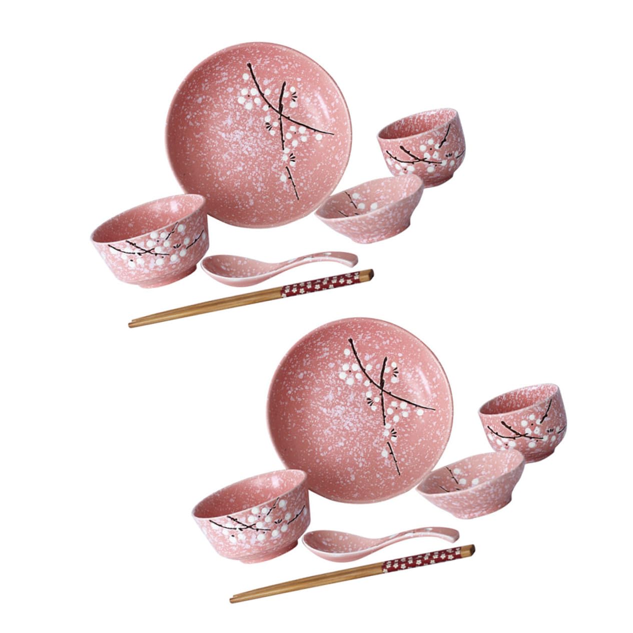 Juego de Vajilla Japonesa de Cerámica Rosa 12 Piezas Diseño Delicado Estilo Japonés para Cenas y Fiestas en Casa
