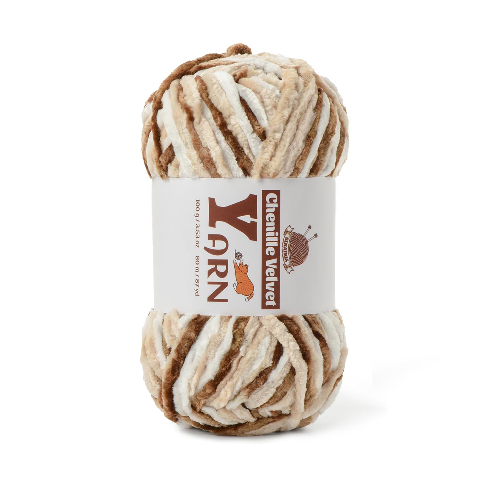 Chenille Crochet White Coffee Yarn 1 Pack