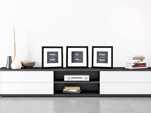 Miniatura 6 de Juego de 3 portarretratos de 8 x 8 pulgadas con cristal real para fotos de 5 x 5 con paspartú o de 8 x 8 pulgadas sin paspartú, galería de pared o