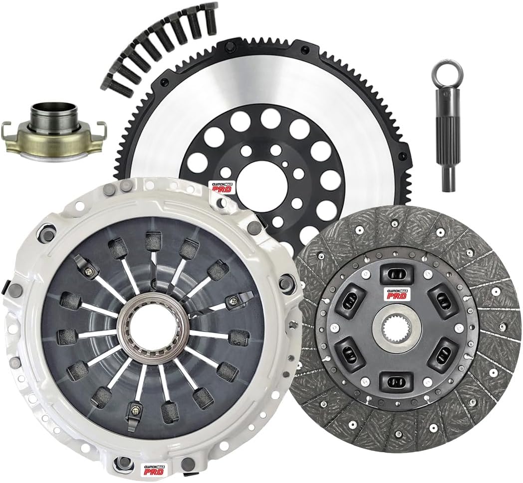 ClutchMaxPRO Heavy Duty OEM Clutch Kit with Chromoly Flywheel Compatible with Mitsubishi 2000 2001 2002 2003 2004 2005 Eclipse GT GTS 3.0L V6 6G72 F5M51-1 5-speed (CP05105HDLSF-CK)