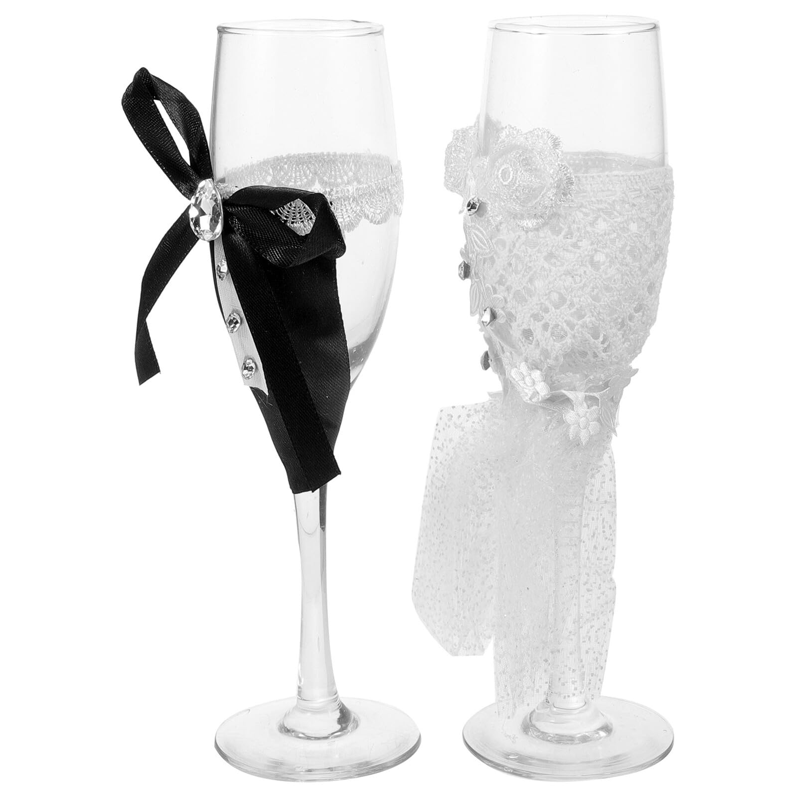 GLEAVI Set 2 Bicchieri da Brindisi Trasparenti per Matrimonio Bicchieri da Vino Decorativi Resistenti per Feste e Anniversari Regalo Personalizzato per Sposi e Damigelle d'Onore