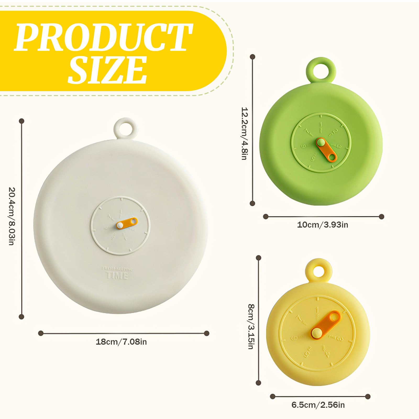 Lot de 6 couvercles extensibles en silicone de qualité alimentaire réutilisables avec horloges, couvercles en silicone pour conserver la fraîcheur des fruits, légumes et bols, passent au micro-ondes