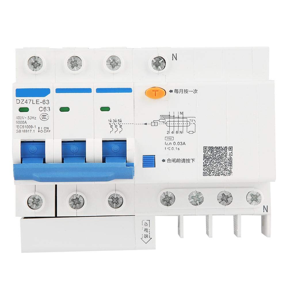Provides Electric Leakage Residual Current Circuit Breaker,DZ47LE-63 3P+N C63 RCCB Residual Current Circuit Breaker 230V 63A 30mA