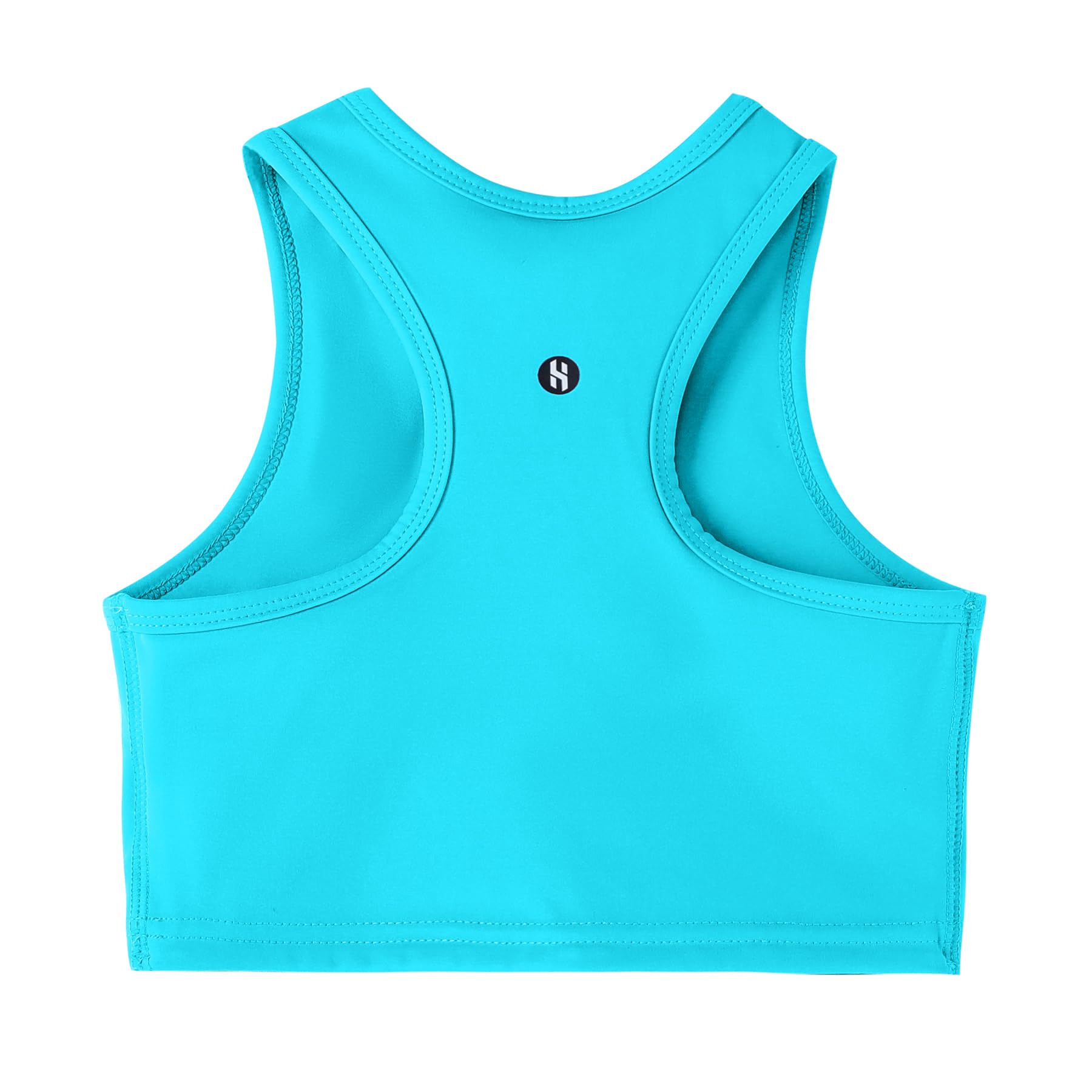 Girls Sports Bra Racerback Crop Tank Top for Kids High Neck Sleeveless Athletic Dance Top Teen 3-12Y
