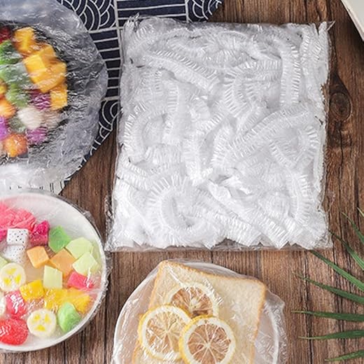 100pcs Reusable Bowl Covers for Food - Plastic Elastic Bowl & Plate Covers, Translucent Stretchable Sizes, Perfect for Home Kitchen Use