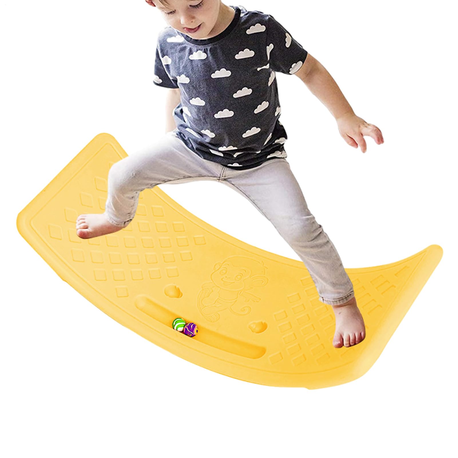 Rockerboard Kinder, Wobbelboard Kinder - Offene gebogene Balance Lerntafel - Wackeliger Trainer, Balance-Übungstafel für Mädchen und Jungenübungen, bis 25 kg haltbar