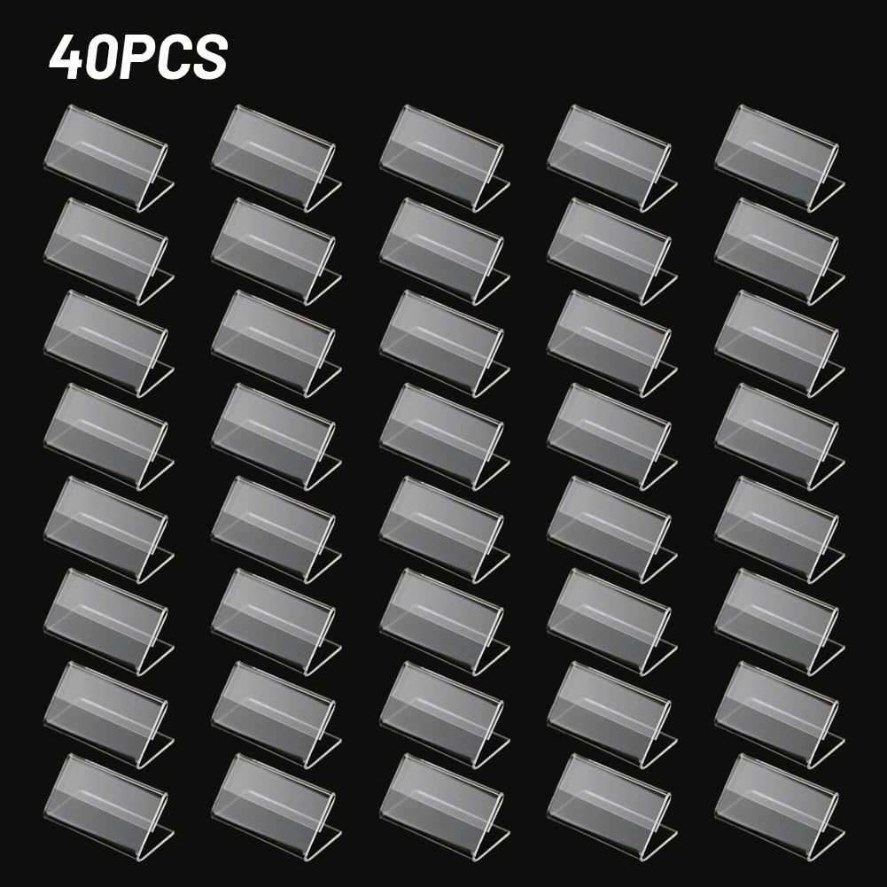 Lot De 40 Mini Présentoirs Transparents En Acrylique - Supports Pour Cartes De Visite, Étiquettes De Prix Et Menus 2x4 Cm