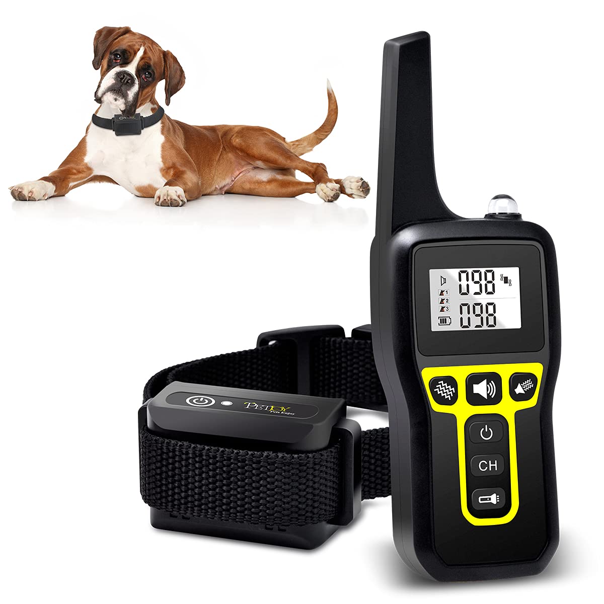 PetJoyPetJoy Vibrating Collar for Deaf Dog, Vibration Collar No Shock, Dog Training Collar, Vibrating Collar with Remote, 1-100 Level Adjustable, IPX7 Waterproof, Beep & Vibration Dog Collar