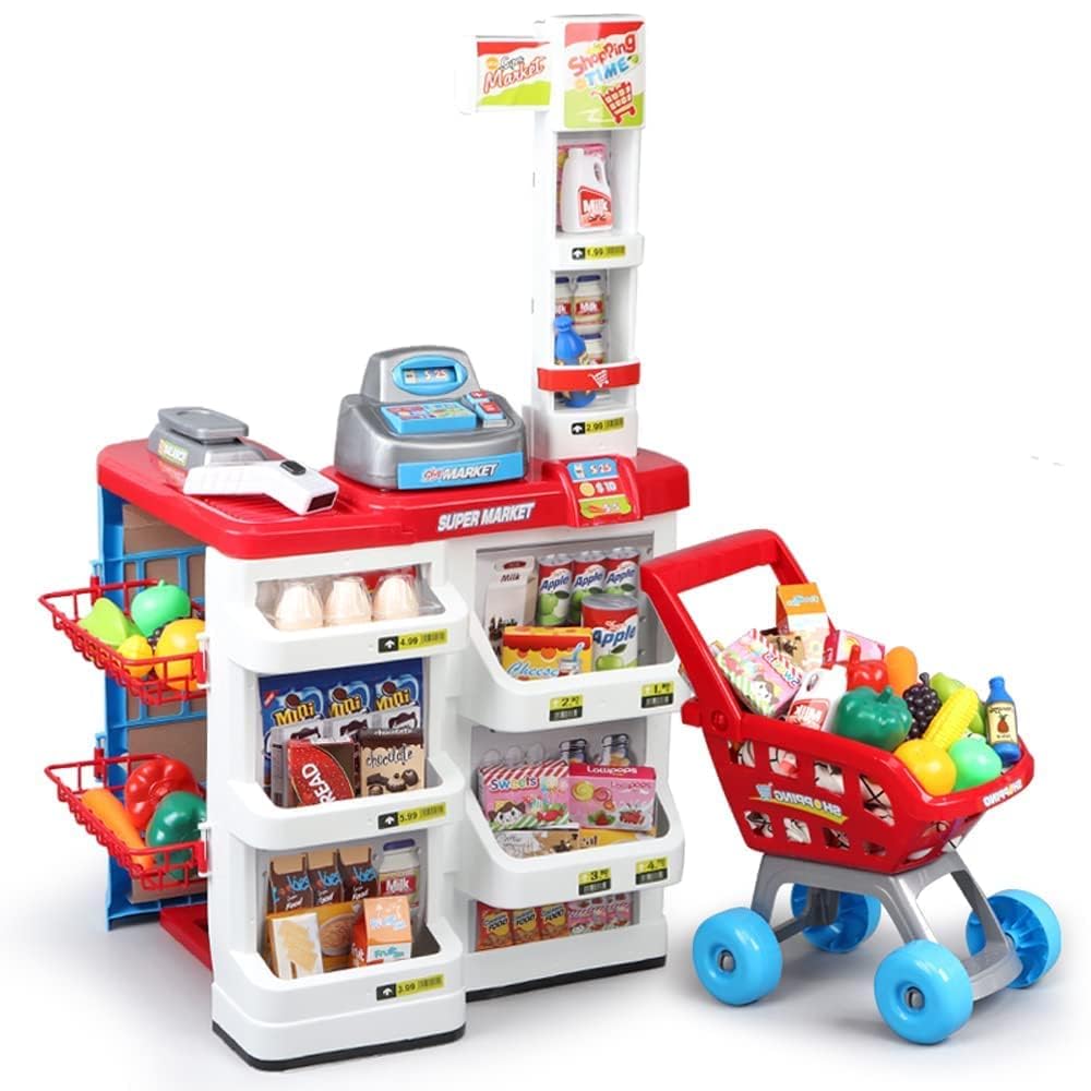 ZYCRONIX Big Size Supermarket Kit for Kids, Pretend Play Grocery Store and Kitchen Set with Shopping Cart and Sound Effects, Plastic, Multicolour, for Boys and Girls, Ages 3+ (Multicolor)-image-13